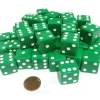 Dice>Set of 50 Large 19mm D6 Opaque Dice- Green with White Pips - Your Source for Gaming Essentials