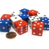 Dice>Set of 12 Large Six Sided 19mm D6 Dice - Patriotic USA 4 Ea of Red White & Blue - Your Source for Gaming Essentials
