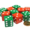 Dice>Set of 10 Large Six Sided Opaque 19mm D6 Dice - Christmas Colors 5 Green & 5 Red - Your Source for Gaming Essentials