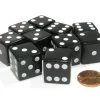Dice>Set of 10 Large Six Sided Square Opaque 19mm D6 Dice - Black with White Pips - Your Source for Gaming Essentials