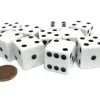 Dice>Set of 10 Large Six Sided Square Opaque 19mm D6 Dice - White with Black Pips - Your Source for Gaming Essentials