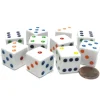 Dice>Set of 10 Large Six Sided Square Opaque 19mm D6 Dice - White with Multicolor Pip - Your Source for Gaming Essentials