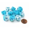 Dice>Set of 10 Luminary Gemini D10 Dice - Pearl Turquoise-White with Blue Numbers - Your Source for Gaming Essentials