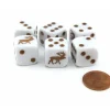 Dice>Set of 6 16mm D6 Round Edge Koplow Games Elk Dice - White with Brown - Your Source for Gaming Essentials