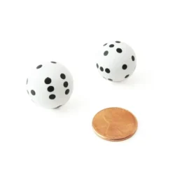Dice>Set of 2 22mm Round Circular Circle Dice, Weighted - White with Black Pips - Your Source for Gaming Essentials