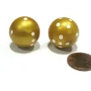 Dice>Set of 2 22mm Round Dice, Weighted to Display Number - Gold with White Pips - Your Source for Gaming Essentials