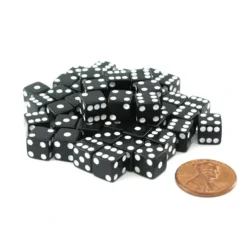 Dice>Set of 50 8mm Six-Sided D6 Small Square-Edge Dice - Black with White Pips - Your Source for Gaming Essentials