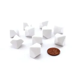 Dice>Set of 10 Opaque 10-Sided D10 White 16mm Blank Dice - Your Source for Gaming Essentials