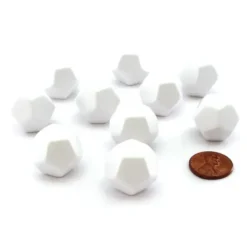 Dice>Set of 10 Opaque 12-Sided D12 White 19mm Blank Dice - Your Source for Gaming Essentials