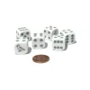 Dice>Set of 6 Seagull 16mm D6 Round Edged Animal Dice - White with Gray Pips - Your Source for Gaming Essentials