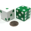 Dice>Set of 2 Shamrock D6 25mm Large Opaque Jumbo Dice - 1 White and 1 Green - Your Source for Gaming Essentials