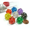Dice>Set of 8 20-Sided D10 Chessex Dice Numbered 0-9 Twice - Translucent Assortment - Your Source for Gaming Essentials
