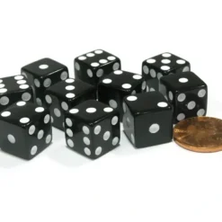 Dice>Set of 10 Six Sided D6 12mm Dice Die Squared RPG D&D Bunco Board Game Black - Your Source for Gaming Essentials