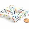 Dice>Set of 10 Six Sided D6 16mm Standard Dice Die - White with Multi-Color Pips - Your Source for Gaming Essentials