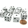 Dice>Set of 10 Six Sided Round Corner Opaque 16mm D6 Dice - White with Black Pip - Your Source for Gaming Essentials