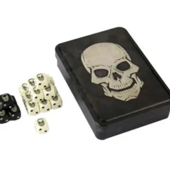 Dice>Set of 20 Six-Sided Skull Dice in Tin Case - 15 Ivory Dice, 5 Black Dice - Your Source for Gaming Essentials