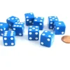 Dice>Set of 10 Six Sided Square Opaque 16mm D6 Dice - Blue with White Pip Die - Your Source for Gaming Essentials