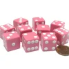 Dice>Set of 10 Six Sided Square Opaque 16mm D6 Dice - Pink with White Pip Die - Your Source for Gaming Essentials