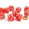 Dice>Set of 10 Six Sided Square Opaque 16mm D6 Dice - Red with White Pip Die - Your Source for Gaming Essentials