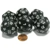 Dice>Set of 6 Triantakohedron D30 30 Sided 33mm Jumbo Dice - Black w White Numbers - Your Source for Gaming Essentials