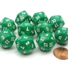 Dice>Set of 10 Twenty Sided 19mm D20 Opaque RPG Dice - Green with White Numbers Die - Your Source for Gaming Essentials