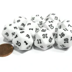 Dice>Set of 10 Twenty Sided 19mm D20 Opaque RPG Dice - White with Black Numbers Die - Your Source for Gaming Essentials