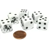 Dice>Set of 6 Unicorn 16mm D6 Round Edge Animal Dice - White with Black Pips - Your Source for Gaming Essentials