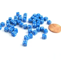 Dice>50 Six Sided D6 5mm .197 Inch Die Small Tiny Mini Miniature Blue Dice - Your Source for Gaming Essentials