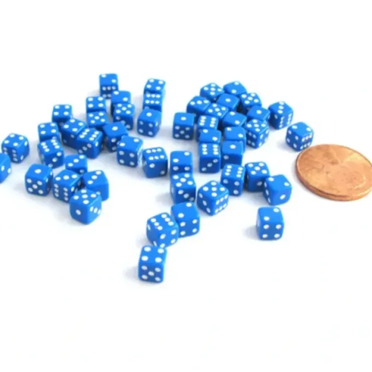 Dice>50 Six Sided D6 5mm .197 Inch Die Small Tiny Mini Miniature Blue Dice - Your Source for Gaming Essentials
