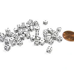 Dice>50 Six Sided D6 5mm .197 Inch Die Small Tiny Mini Miniature White Dice - Your Source for Gaming Essentials
