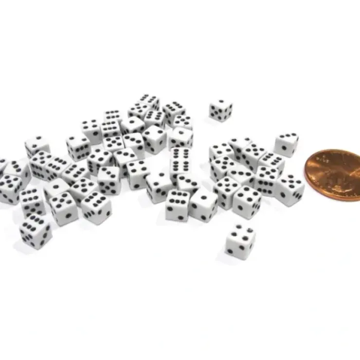 Dice>50 Six Sided D6 5mm .197 Inch Die Small Tiny Mini Miniature White Dice - Your Source for Gaming Essentials