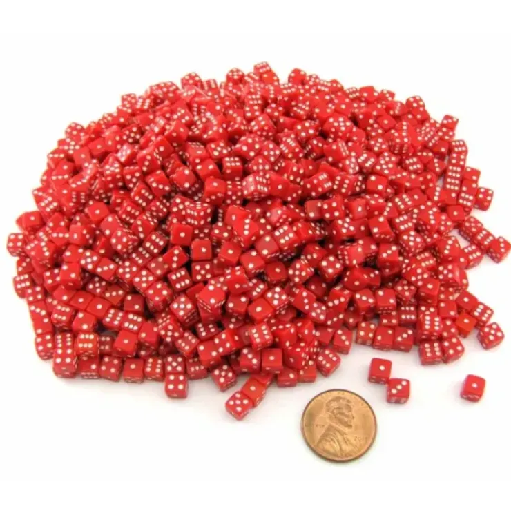 Dice>1000 Six Sided D6 5mm .197 Inch Die Small Tiny Mini Miniature Red Dice - Your Source for Gaming Essentials