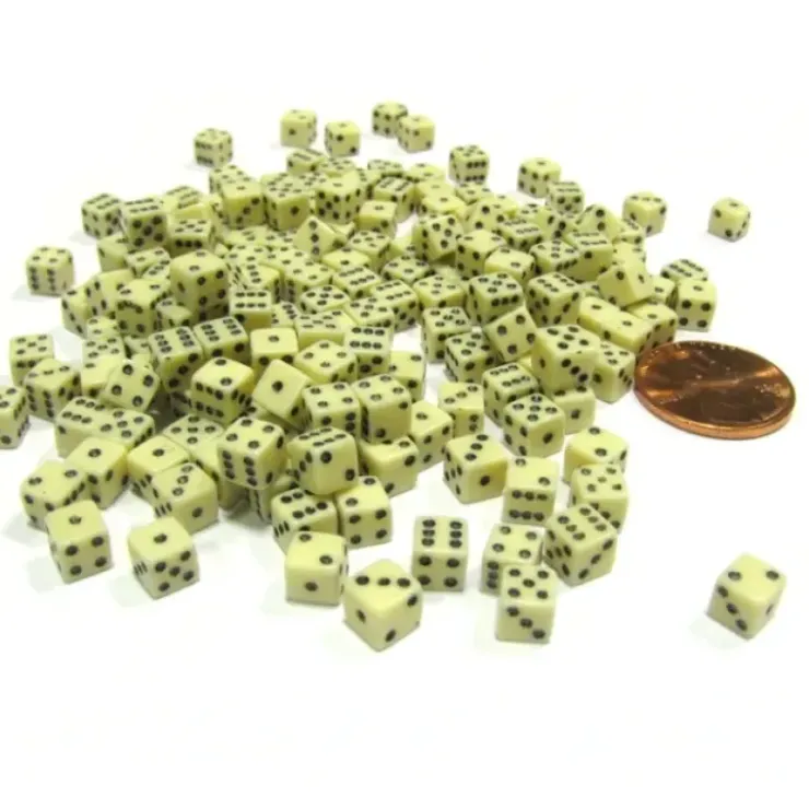 Dice>200 Six Sided D6 5mm .197 Inch Die Small Tiny Mini Miniature Ivory Dice - Your Source for Gaming Essentials