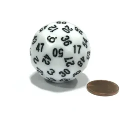 Dice>Sixty-Sided D60 35mm Large Gaming Dice - White with Black Numbers - Your Source for Gaming Essentials
