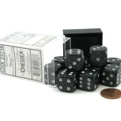 Dice>Speckled 16mm D6 Chessex Dice Block (12 Dice) - Ninja - Your Source for Gaming Essentials