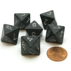 Dice>Speckled 15mm 8 Sided D8 Chessex Dice, 6 Pieces - Ninja - Your Source for Gaming Essentials