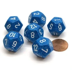 Dice>Speckled 18mm 12 Sided D12 Chessex Dice, 6 Pieces - Water - Your Source for Gaming Essentials