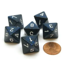 Dice>Speckled 15mm 8 Sided D8 Chessex Dice, 6 Pieces - Stealth - Your Source for Gaming Essentials