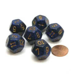 Dice>Speckled 18mm 12 Sided D12 Chessex Dice, 6 Pieces - Golden Cobalt - Your Source for Gaming Essentials