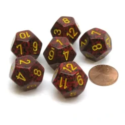 Dice>Speckled 18mm 12 Sided D12 Chessex Dice, 6 Pieces - Mercury - Your Source for Gaming Essentials