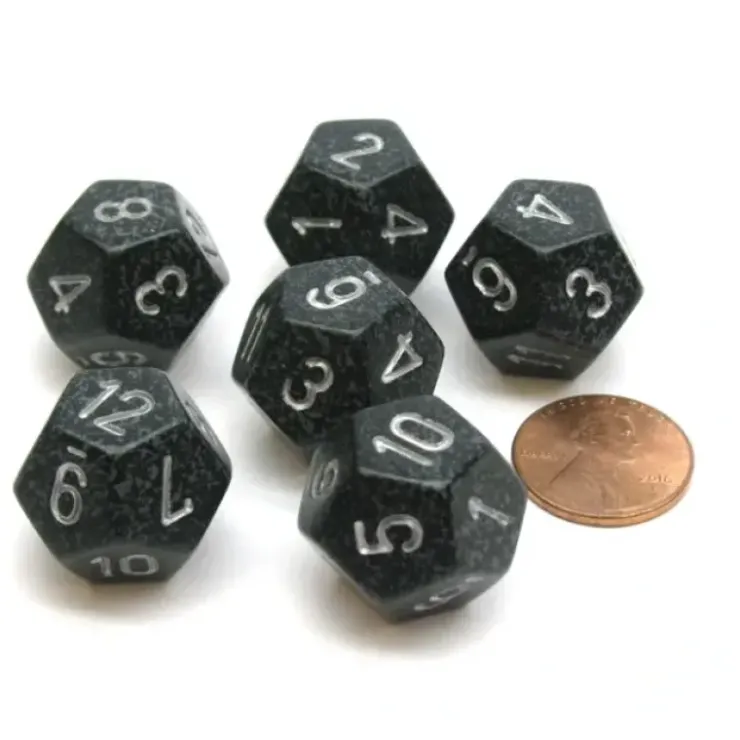 Dice>Speckled 18mm 12 Sided D12 Chessex Dice, 6 Pieces - Ninja - Your Source for Gaming Essentials
