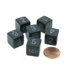 Dice>Speckled 15mm 6 Sided D6 Polyhedral Chessex Dice, 6 Pieces - Blue Stars - Your Source for Gaming Essentials