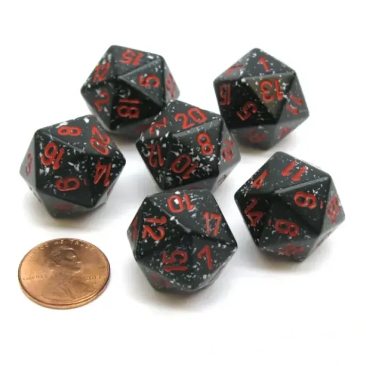 Dice>Speckled 20 Sided D20 Chessex Dice, 6 Pieces - Space - Your Source for Gaming Essentials
