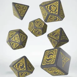 Dice>Starfinder Threefold Conspiracy 7-Die Polyhedral Dice Set - Gray with Yellow - Your Source for Gaming Essentials