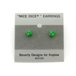 Dice>Tiny 5mm Post Stud Dice Earrings - Opaque Green with White Pips - Your Source for Gaming Essentials
