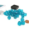 Dice>Translucent 12mm D6 Chessex Dice Block (36 Die) - Teal with White Pips - Your Source for Gaming Essentials