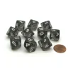 Dice>Translucent 16mm D10 (0-9) Chessex Dice, 10 Pieces - Smoke with White Numbers - Your Source for Gaming Essentials
