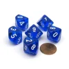 Dice>Translucent 16mm D10 (0-9) Chessex Dice, 6 Pieces - Blue with White Numbers - Your Source for Gaming Essentials