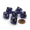 Dice>Translucent 16mm D10 (0-9) Chessex Dice, 6 Pieces - Purple with White Numbers - Your Source for Gaming Essentials