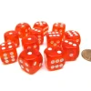 Dice>Translucent 16mm D6 Chessex Dice Block (12 Die) - Orange with White Pips - Your Source for Gaming Essentials